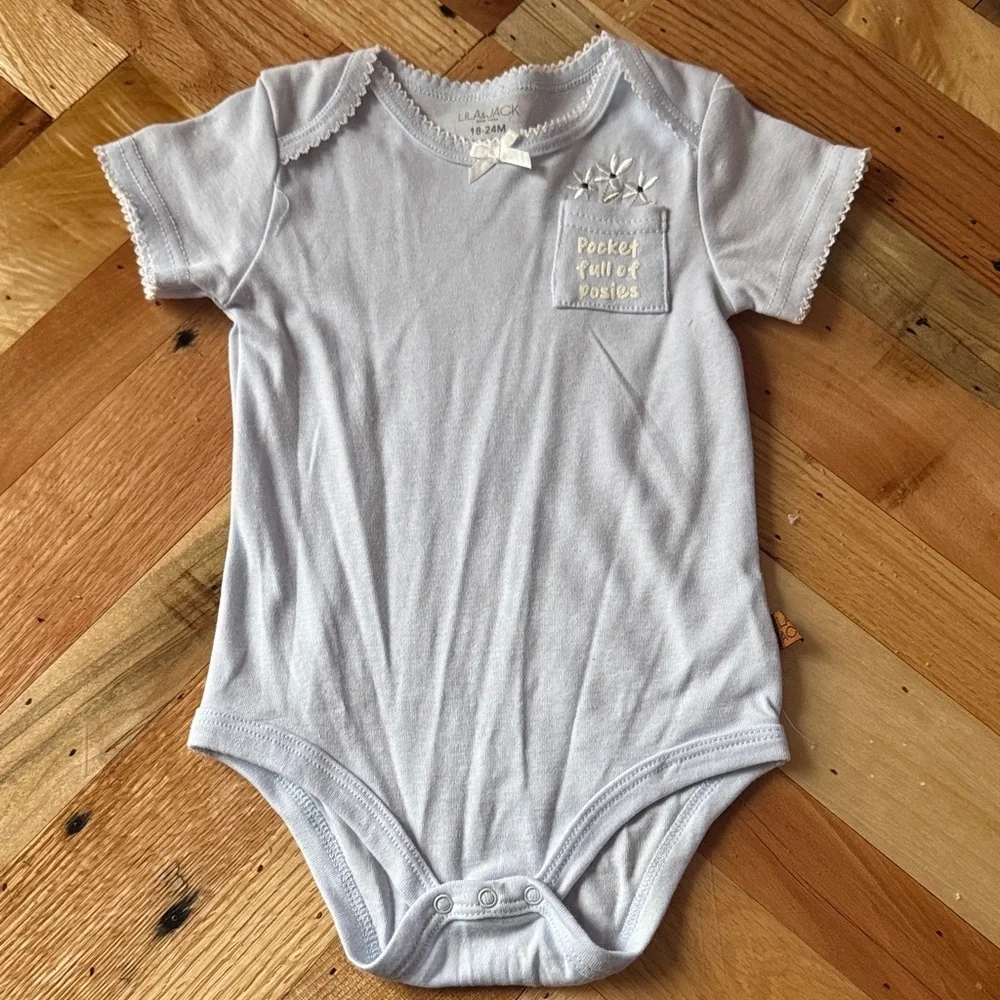 Lila & Jack Blue and Cream Kids Bodysuit Set
